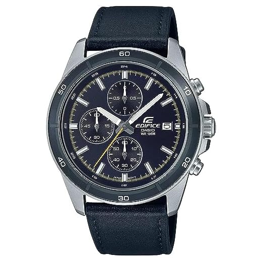 Casio Men Watch Edifice Chronograph Black Dial Date Display Leather Band EFR-526L-2CVUDF