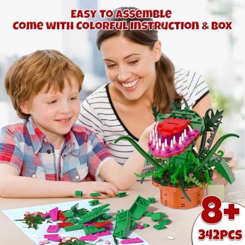 Audrey 2 Piranha Plant Building Toys Sets, Little Shop of Horrors Flowers Cannibal with Openable Mouth Building Blocks, Gift for TV Fans Halloween Christmas Kids Ages 8+4