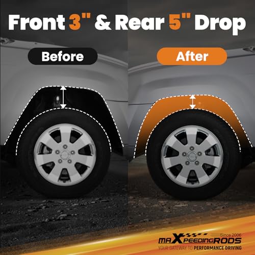 maXpeedingrods 3” Front & 5” Rear Lowering Coil Spring Kit for Chevy C10/GMC C15 1960-1972, Drop Kit - Image 5