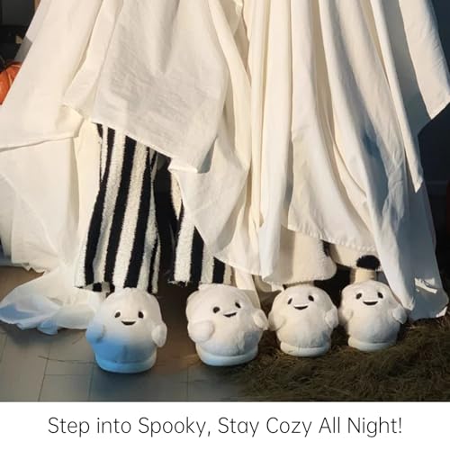 Halloween Slippers Spooky Cute Ghost Fluffy Warm Comfy Autumn Winter Indoor Outdoor Slippers2