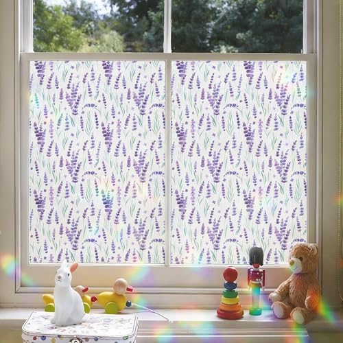 Película para ventana con privacidad y diseño floral lila miniatura 4