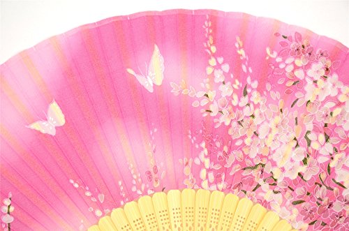 Omytea® Women Hand Held Silk Folding Fans With Bamboo Frame - With A Fabric Sleeve For Protection For Gifts - Sakura Cherry Blossom Pattern (Wzs-3) #TOP3
