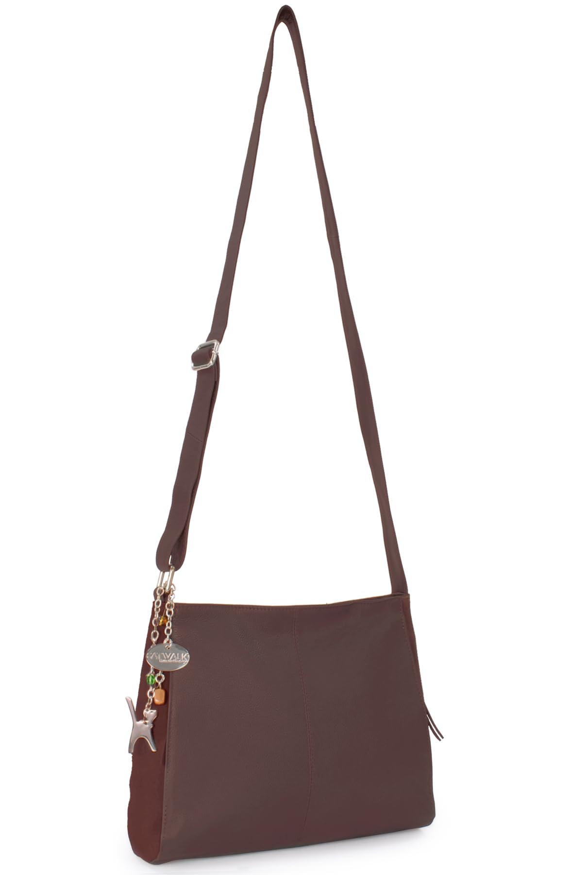 Catwalk Collection Handbags - Borsa a Tracolla Media in Pelle e Camoscio - Borsa a Mano Donna - Formato A5 - Charlotte