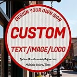Custom Metal Signs Circle, Business Store Signs, No Parking Sign, Multiple Sizes/Colors, Double-sided/Reflective Option, for Home Business Indoor/Outdoor Decorate, Office, Pet Souvenirs(Round)