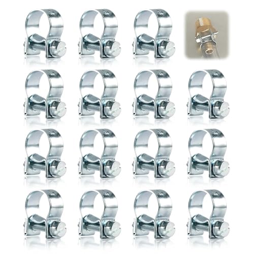 Nevoluxer 15 Piezas Abrazaderas manguera 12-14 mm, Abrazadera línea combustible, Ideal para mini tuberías de gasolina, Acero no inoxidable galvanizado y hierro