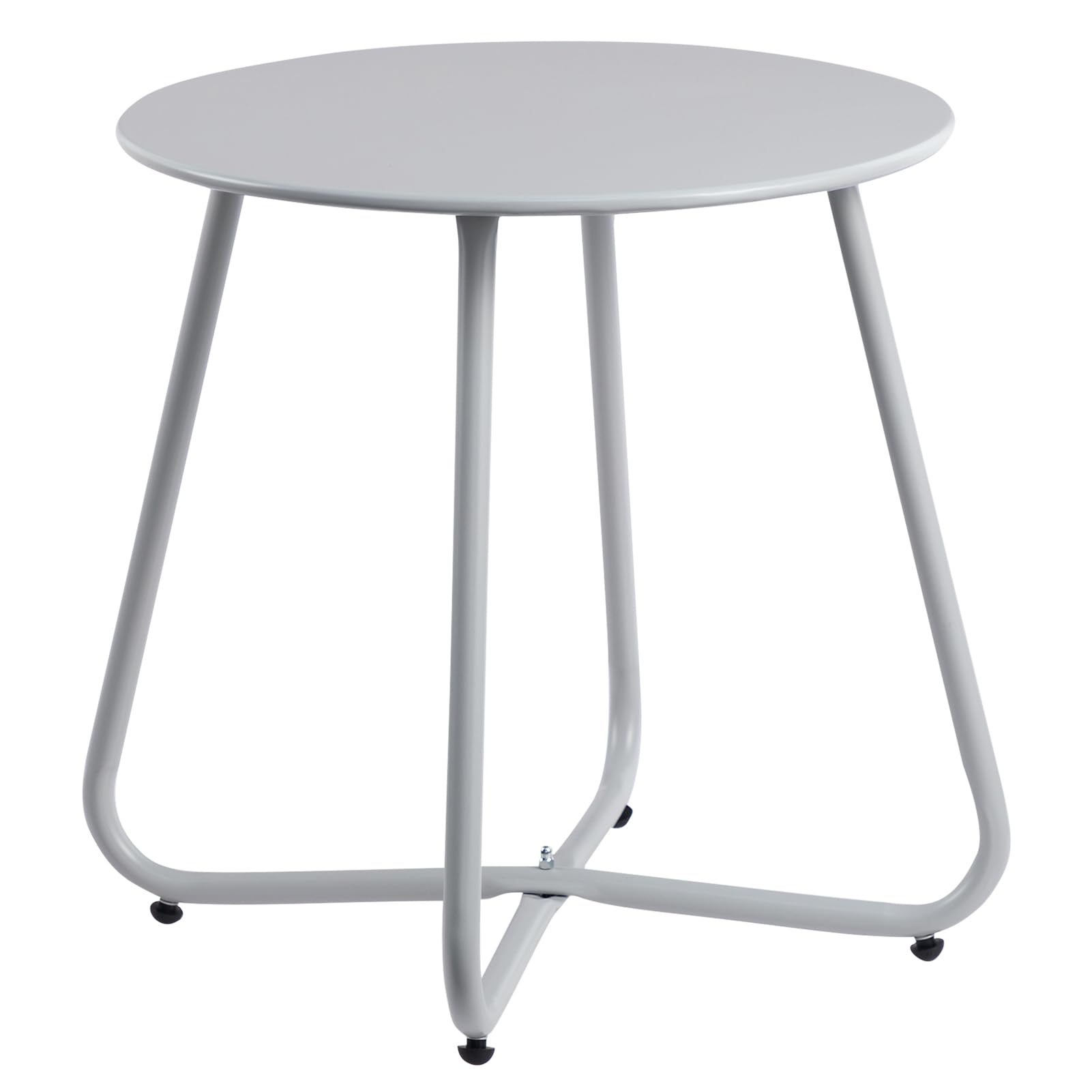 HollyHOME Tavolo da Giardino Rotondo in Metallo, Grigio