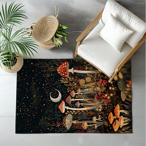 Tapete decorativo con diseño de hongo 5x7 ft antideslizante miniatura 3