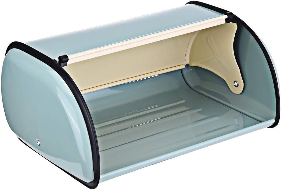 Clearance !! Metal Bread Box,Kitchen Storage Containers with Roll Top Bread Bin Multipurpose Organizer for Kitchen Counter Large Capacity Bread Keeper (Blue)