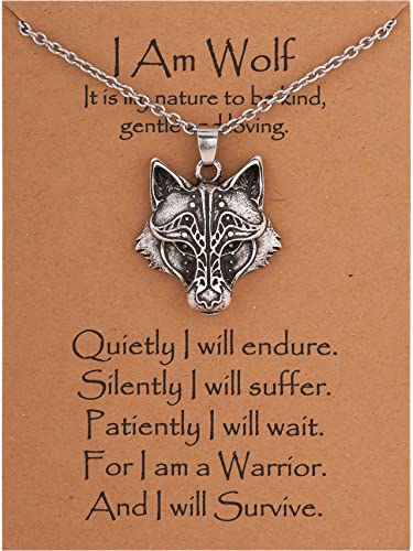 HAQUIL Wolf Men Necklace, Viking Howling Pendant, Gifts for Wolf Lovers, Head Pendant Jewelry, Inspirational Present for Dad