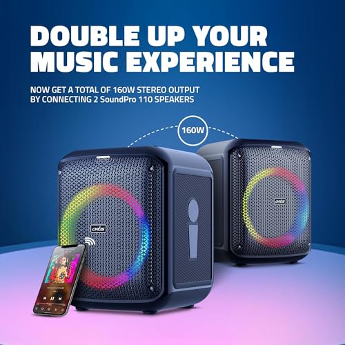 Image of Artis SoundPro 110 Bluetooth Party Speaker with USB /TF Card /AUX Input /FM Radio /Wireless Mic & Wireless Remote (Black)