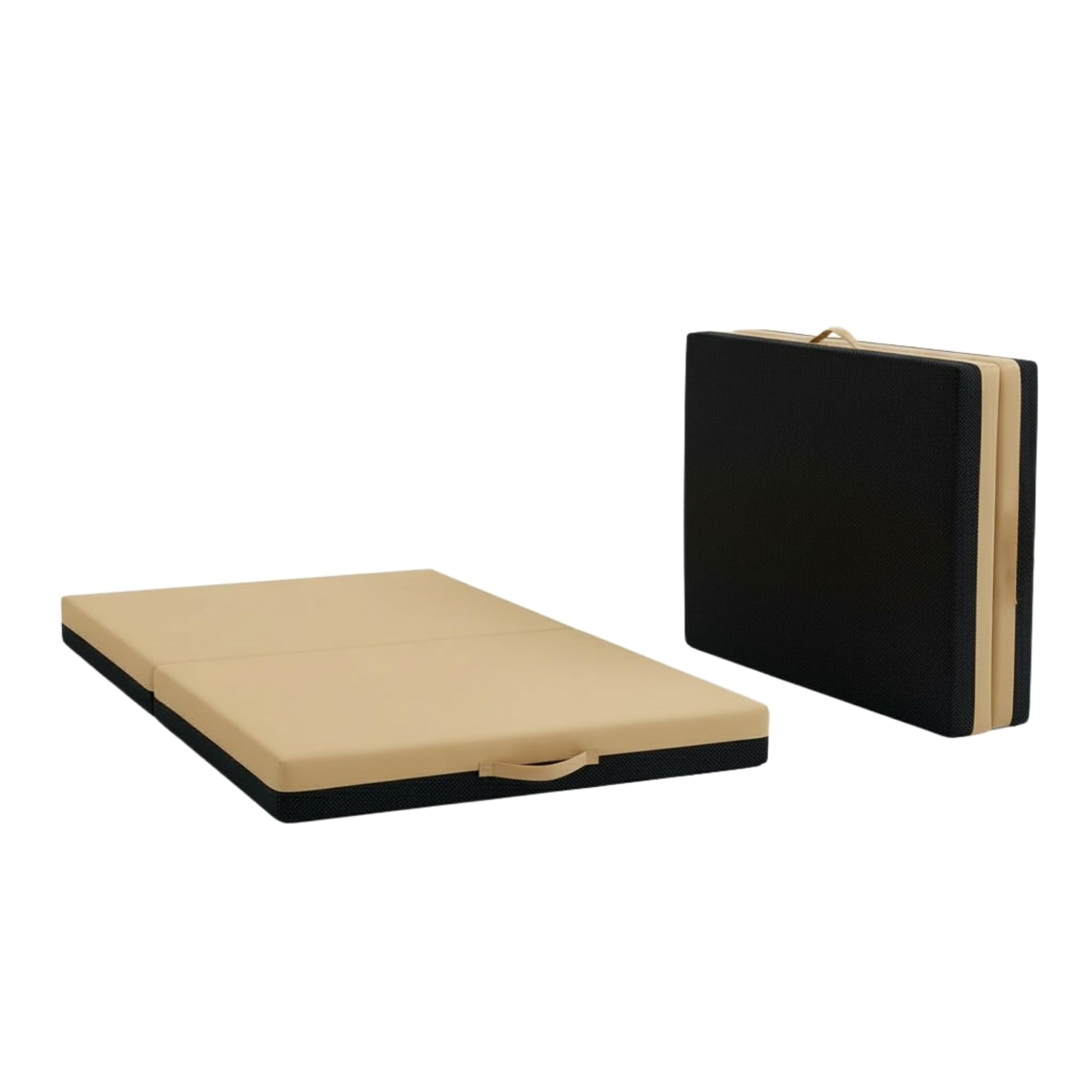 Non Slip Gymnastics Bi Fold Exercise Soft Play Floor Mat For Yoga Aerobics Landing Crashing Training Safe Space for kids (Beige, 100cm x 100cm x 6cm)