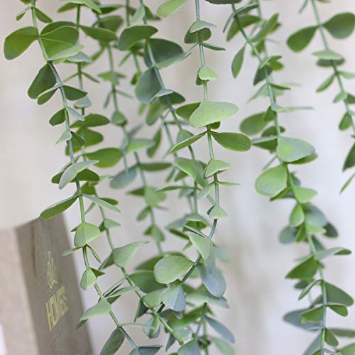 Otartu Faux Plants Artificial Eucalyptus Vine,Fake Ivy Potted Hanging Eucalyptus Greenery Vines In Black Pot For Home Indoor Outdoor Décor #TOP2