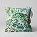 Poszewka na poduszkę z zielonymi tropikalnymi liśćmi eukaliptusa, dwustronny nadruk na miękkiej szenili o wymiarach 43 x 43 cm, standard Öko-Tex