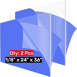 GetWant 24x36 Plexiglass Sheets - 1/8 inch Thick - 2 Pack 24x36 Clear Acrylic Sheets - 3mm Thick Lucite Acrylic Board - Idea for Frames,Windows,Displays,Signage,Crafts - Custom Cut to Size Plexiglass