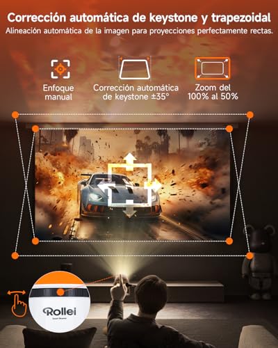 Proyector portátil 4K con Auto Keystone para evitar imágenes deformadas en casa 6