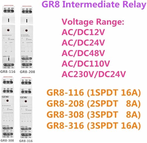 Relé intermedio GR8 interruptor auxiliar de alta precisión electrónica 48V 2