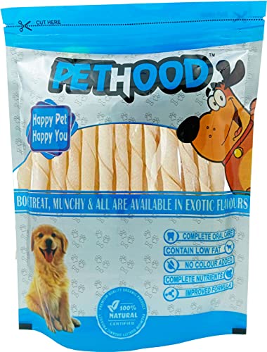 Image of Twisted Rawhide Dog Chew Sticks - 400g | Stick for Dogs | Natural Flavour Dog Treats & Snacks | Protein-Rich, Low Fat | Suitable for All Life Stages