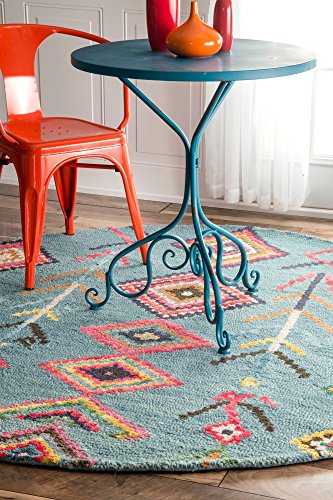 Nuloom Belini Hand Tufted Wool Area Rug, 6' Round, Turquoise #TOP29