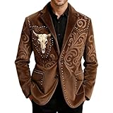 Matière infroissable. Generico Veste Vintage pour Homme en Velours Côte Veste de Sport Cowboy Robe Vintage en Velours Côte Slim Fit avec Col en V Frac Médiéval Simple Boutonnage à Manches Longues Double Poches, marron