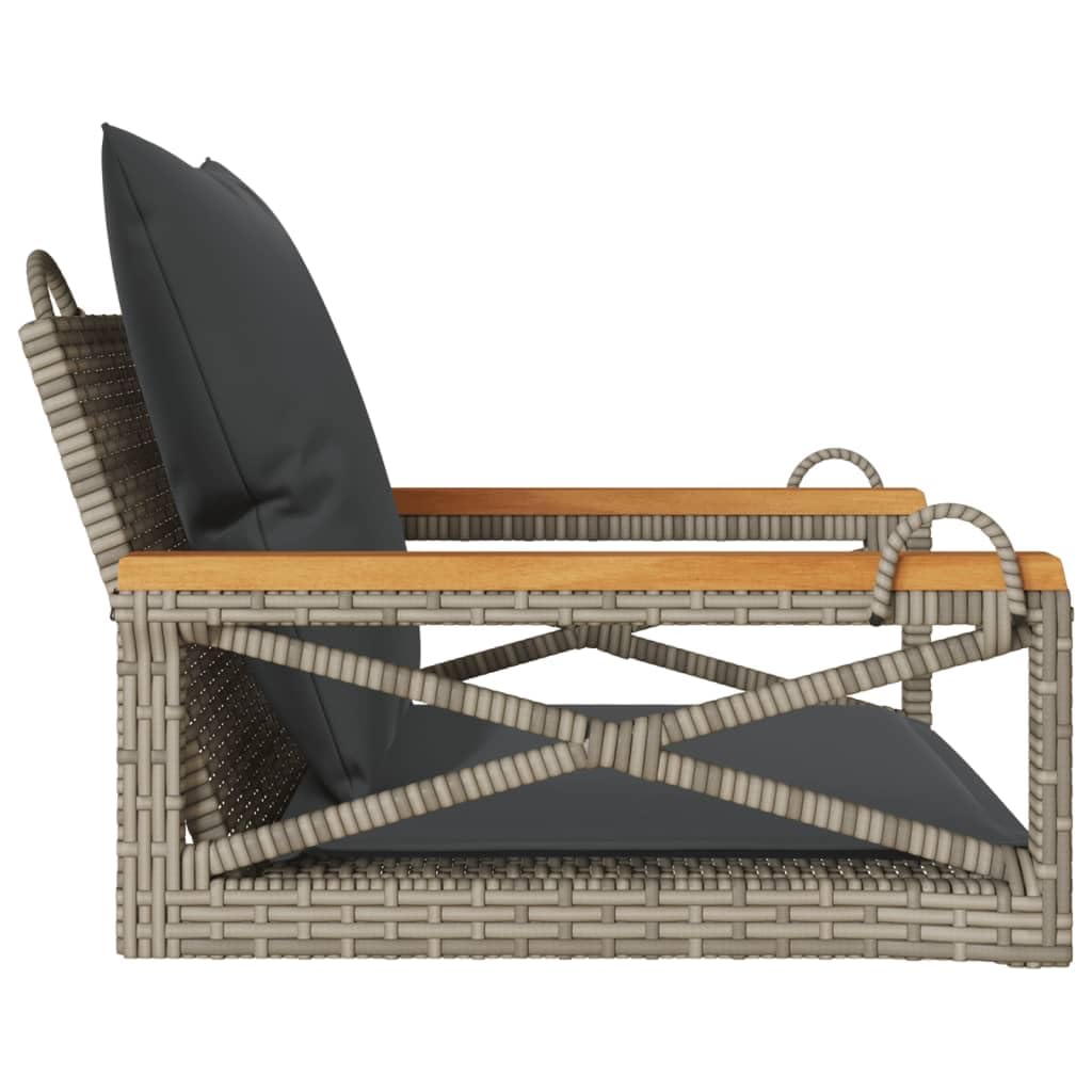 Fauteuil suspendu avec coussin - Pour terrasse, jardin, balcon - Gris - 63 x 62 x 40 cm - En rotin synthétique