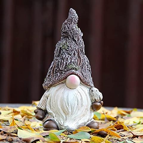 Leekung Garden Gnomes Statue Outdoor Decor,Gnomes Garden Decorations,Indoor gnome Figurine Woodstone Color for Home Decoration Cover