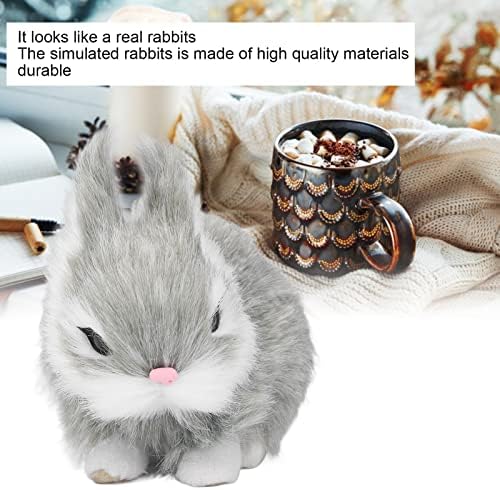 Miniatura 3 de Conejos de peluche en miniatura, conejos de animales de imitación, conejos de peluche en miniatura, material de felpa de plástico, suave y cómodo,
