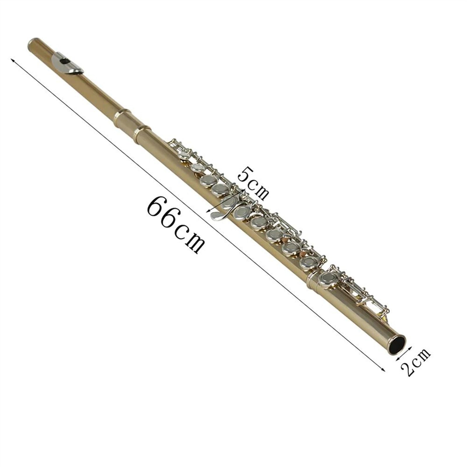 Flauto A 16 Fori Chiusi. Chiave C. Flauto Traverso Da Concerto In Cupronichel, Chiave Argentata, Con Chiave E Flauto Traverso per Principiante