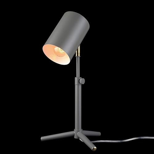 Miniatura 2 de GLOBE Lámpara eléctrica de escritorio Pratt 30298 de altura ajustable de 18 pulgadas, gris mate, junta de pivote de latón, interruptor basculante de