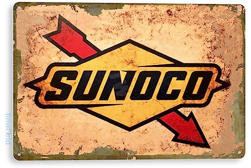Tinworld Tin Sign: Sunoco Gas Retro Rustic Oil Gas Station Sign Garage Auto Shop Cave Sign C433