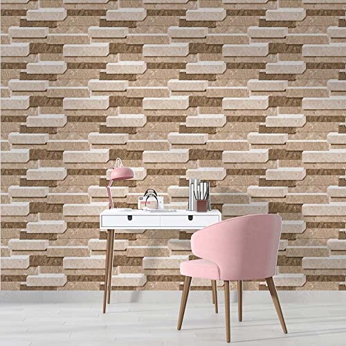 Image of DWELLSINDIA Stone Bricks Self Adhesive Wallpaper, Waterproof, Scratch Resistant, Laminated (41cm x 244cm, Multicolour)