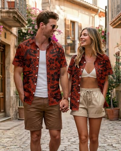 Image of 99TIMORO Fathers Movie Hawaiian Shirt for Men, Characters Button Down Short Sleeve Top, Summer Beach Gifts