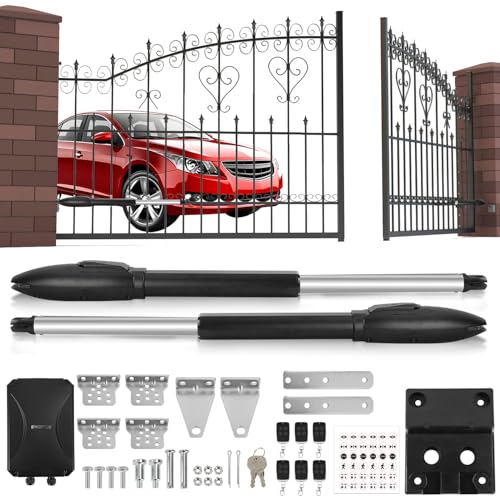 Fiqops Opérateur automatique de portail battant 600 kg - Système d'ouverture de portail battant à double battant - 6 m maximum - 300 kg/3 m par vantail -...