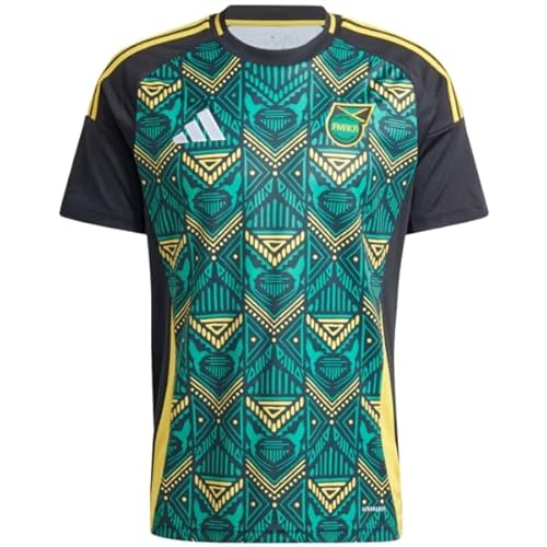 adidas Jamaica Away Men's Soccer Jersey 2024 (US, Alpha, X-Large, Regular, Regular, Standard, Black)