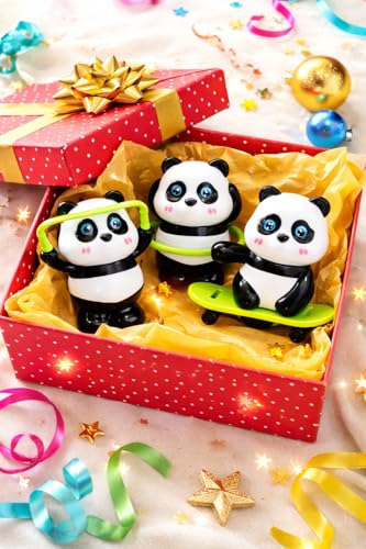 Image of MERRILY Cute Panda Toy Set for Kids - Rotating & Moving Action Panda Figures, Interactive Fun Play Toys, Safe Educational Gift for Boys & Girls 3+ (3PCS Set)
