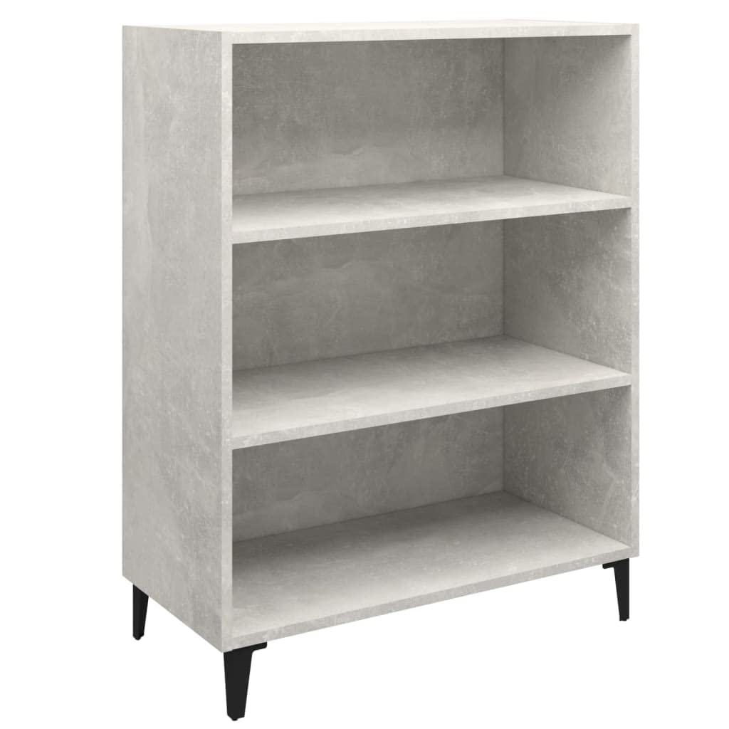 Aparador gris hormigón de 69,5 cm con 3 estantes y cómoda de madera