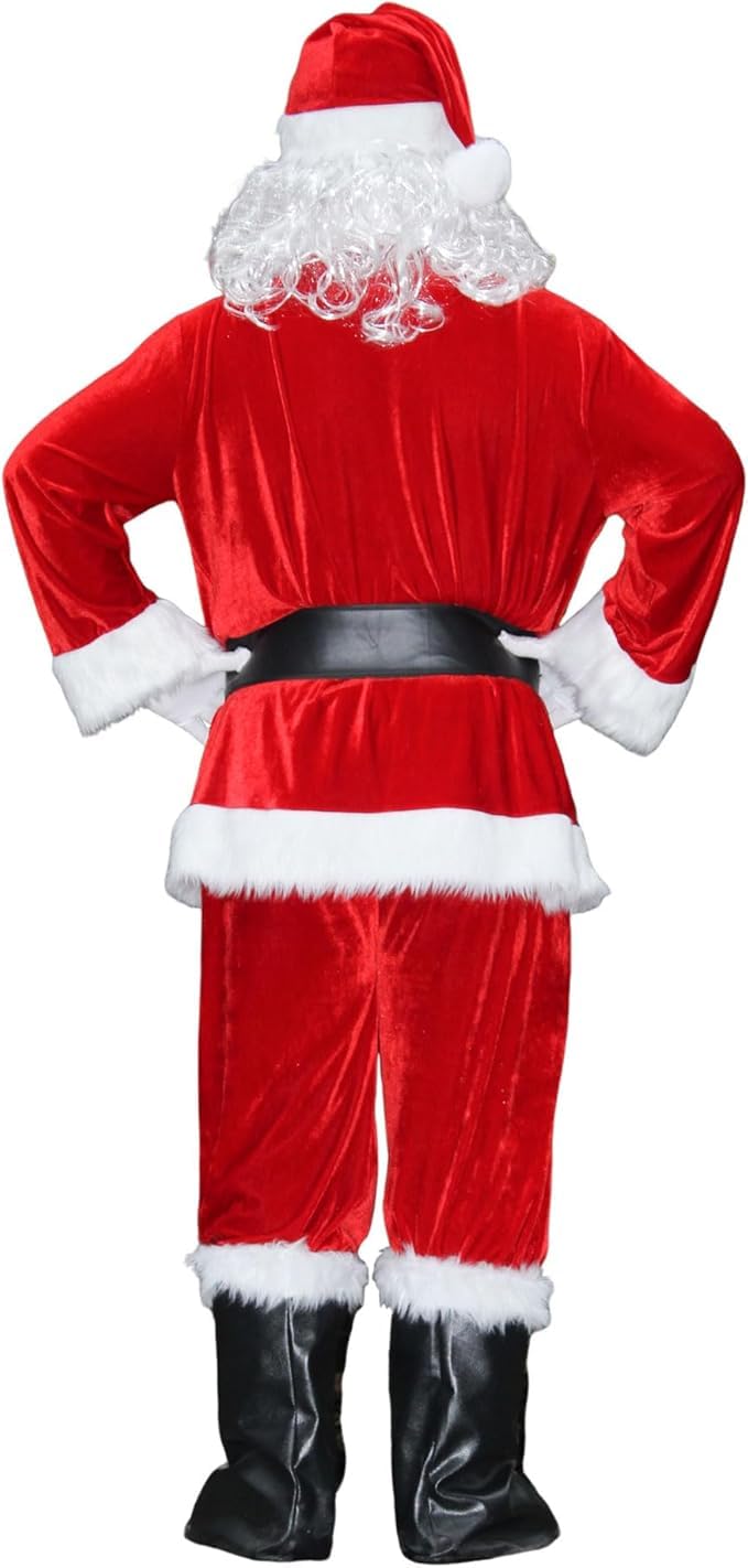 Disfraz de Papá Noel para Hombre Traje de Navidad Ropa de Papá Noel Santa Claus Christmas Suit Adulto Cosplay（L）