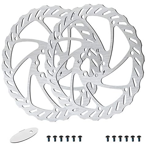 RUJOI 160mm Disc Brake Rotor , Discs brake rotors with 6 Bolts and MTB disc brake pads adjuster Fit for Shimano/Tektro/TRP Brake lock (2 pcs 160mm rotors with 12 bolts screw) Cover