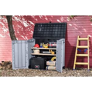 Keter Store It Out Nova Outdoor Garden Furniture Storage Shed Light Grey with Dark Grey Lid Fade Free All Weather Resistant Safe and Secure Zero Maintenance 5 Year Warranty