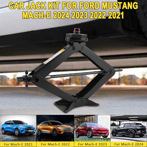 Image of 3-Ton Scissor Jack Kit for Ford Mustang Mach-E 2021-2024 with Rubber Jack Pad, Car Spare Tire Repair Tools for Car Ford, Tire Changing Tools Kit for Ford with L-Wrenches（17 /19 /21 /23mm）