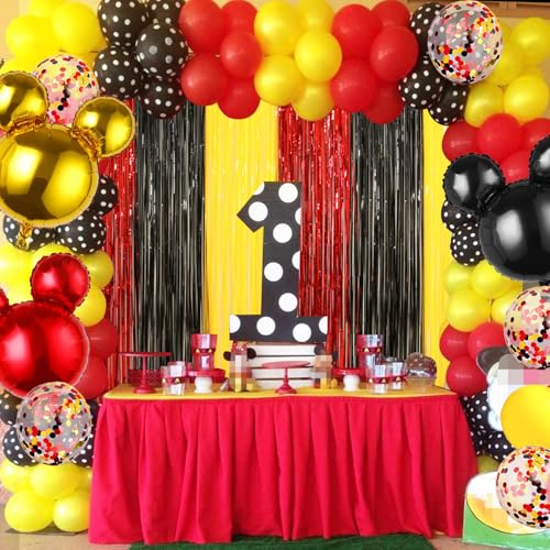 Image of Cartoon Mouse Birthday Decorations with 2Pack Cartoon Mouse Party Streamers, 19pcs Cartoon Mouse Party Balloons & 1pcs Cartoon Mouse Birthday Banner for Cartoon Mouse Party Photo Backdrop Supplies