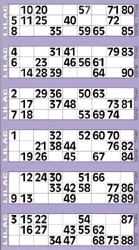 Jumbo Bingo-karten polster 600 Tickets per Polster 6 ansicht vielzahl von farben - Lila