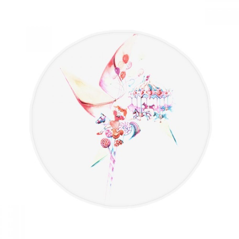 Tapis de sol rond 50cm moulin à vent aquarelle antidérapant en polyester