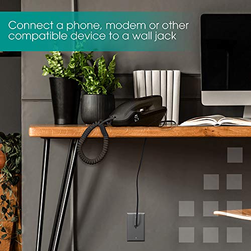 Power Gear Telephone Line Cord, 15 Feet, Phone Cord, Modular Jack Ends, Works For Phone, Modem Or Fax Machine, For Use In Home Or Office, Black, 76579 #TOP3