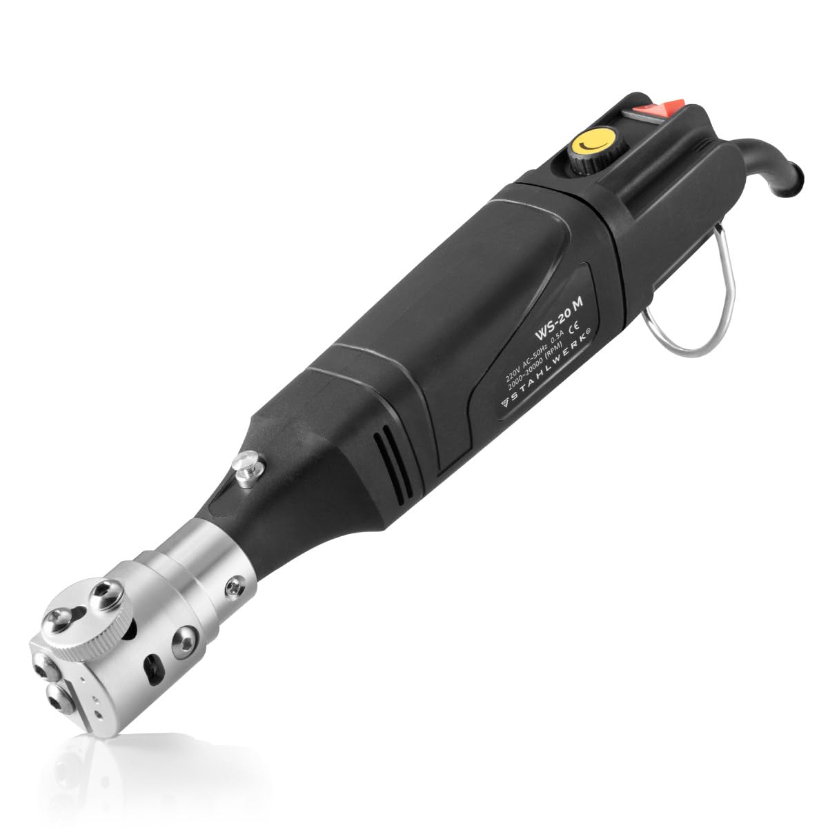 STAHLWERK Wolframschleifgerät (WS-20 M) mit 125 W für Elektroden 1,6–3,2 mm | Handlicher Wolframschleifer mit stufenlos regulierbarer Drehzahl 2.000–20.000 U/min und 25 mm Diamantschleifscheibe