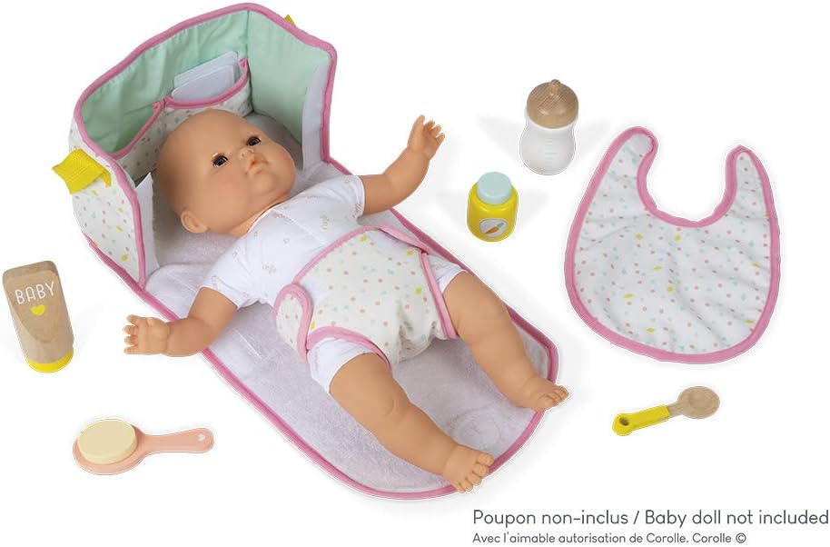 Janod Nursery Changing Set – 10 Piece Set for 14”-16” Dolls – Ages 2+ - J06501