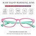 Kids Blue Light Blocking Glasses Silicone Flexible Square Eyeglasses Frame with Glasses Rope, for Children Age 3-12 (Pink/Blue)
