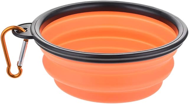 Travel Water Bowl for Dogs Dog Travel Bowl with Pet Bowl and Carabiner Clip Food Hydration Cup 380Ml Orange