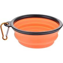 Travel Water Bowl for Dogs Dog Travel Bowl with Pet Bowl and Carabiner Clip Food Hydration Cup 380Ml Orange