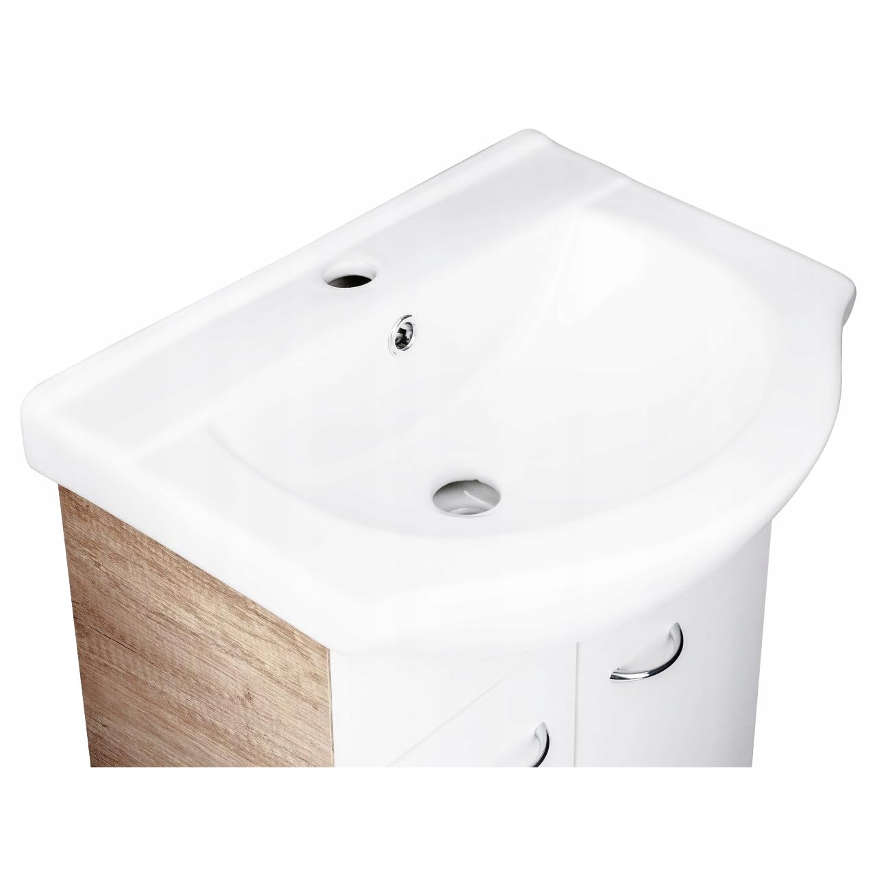 Deftrans Domodomo Armario de Baño con Lavabo, 80 x 50 x 26 cm, Cerámica Blanca, Mueble de Pie para Baño Pequeño