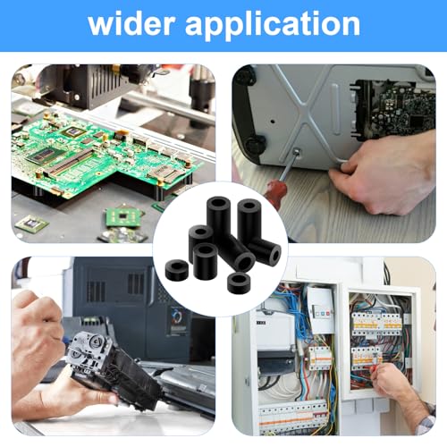 360 STK Abstandshalter Kunststoff, M3 M4 Nylon ABS Runde Abstandshalter Schwarz, Distanzhülsen Kunststoff Unterlegscheiben, Distanzscheiben ohne Gewindehülsen Isolierung Beilagscheiben Abstandshülsen